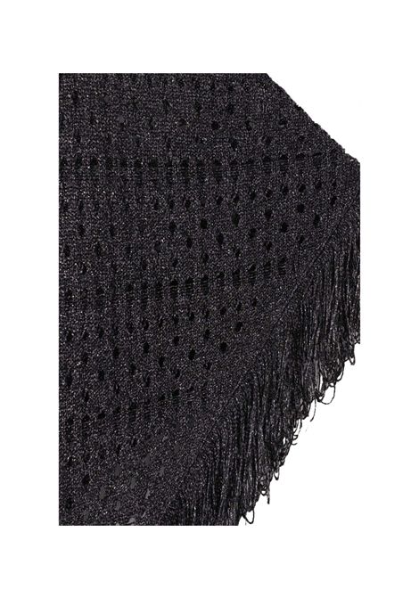 Scialle Simona Corsellini donna SLO0401 Nero lurex traforato frangia SIMONA CORSELLINI | Scialle | SLO0401003